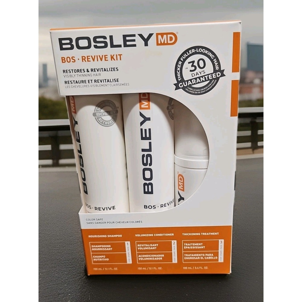 Bosley MD Bos Revive Kit Color Safe 30 Day Hair Growth Volumizing System NEW